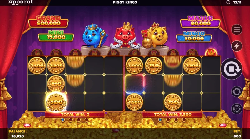 Piggy Kings – inställningsmeny och insatsintervall